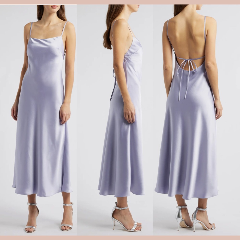 NWT $300 Amsale [ 4 ] Andy Satin Midi Cocktail Dress in‎ Lilac Purple #U1456